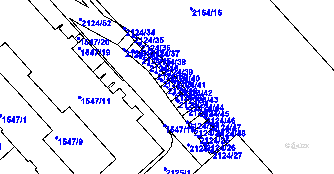 Parcela st. 2124/19 v KÚ Bubeneč, Katastrální mapa