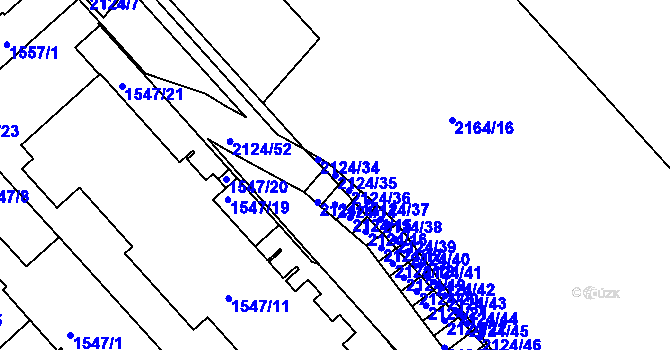 Parcela st. 2124/35 v KÚ Bubeneč, Katastrální mapa