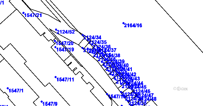 Parcela st. 2124/38 v KÚ Bubeneč, Katastrální mapa