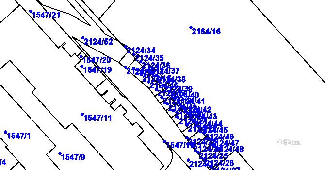 Parcela st. 2124/39 v KÚ Bubeneč, Katastrální mapa