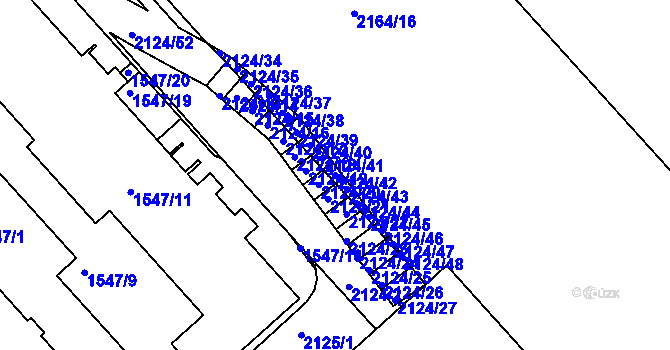 Parcela st. 2124/42 v KÚ Bubeneč, Katastrální mapa