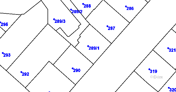 Parcela st. 289/1 v KÚ Bubeneč, Katastrální mapa