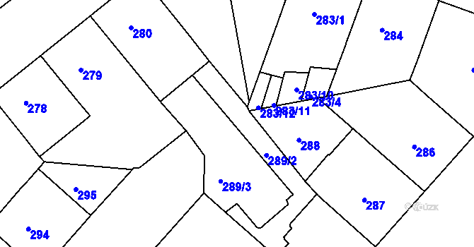 Parcela st. 289/2 v KÚ Bubeneč, Katastrální mapa