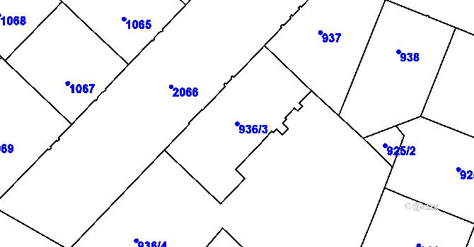 Parcela st. 936/3 v KÚ Bubeneč, Katastrální mapa
