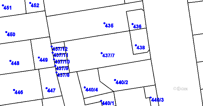 Parcela st. 437/7 v KÚ Bubeneč, Katastrální mapa