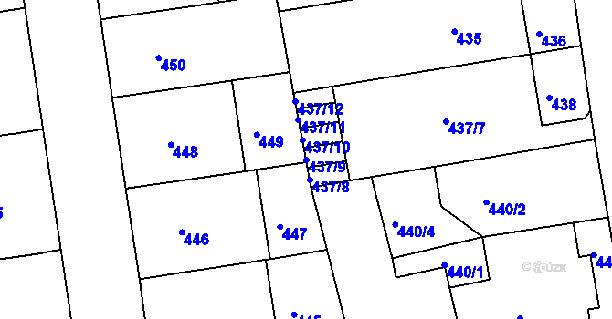 Parcela st. 437/9 v KÚ Bubeneč, Katastrální mapa