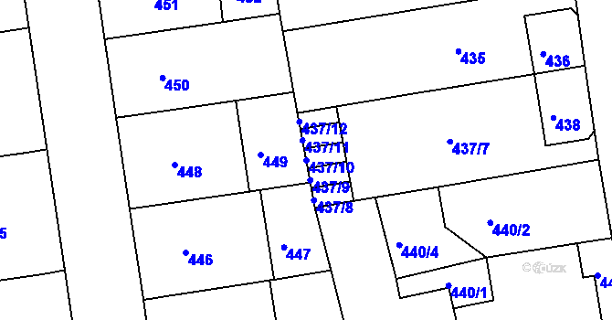 Parcela st. 437/10 v KÚ Bubeneč, Katastrální mapa