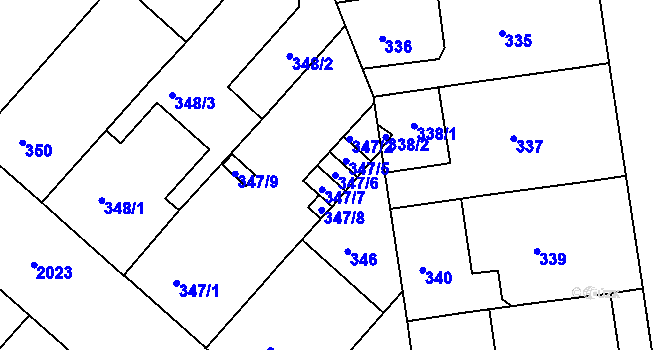 Parcela st. 347/6 v KÚ Bubeneč, Katastrální mapa