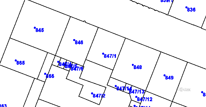 Parcela st. 847/1 v KÚ Bubeneč, Katastrální mapa