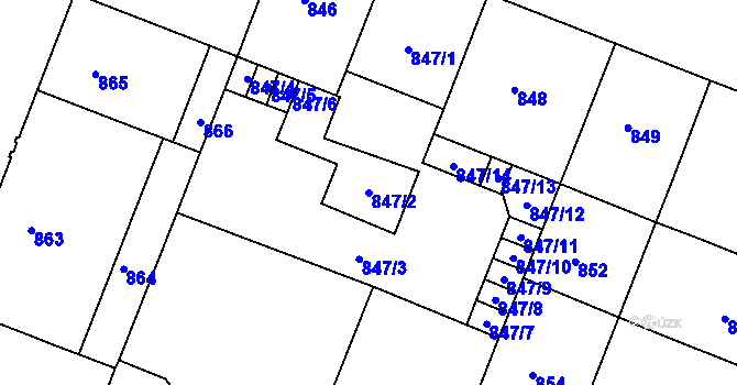 Parcela st. 847/2 v KÚ Bubeneč, Katastrální mapa