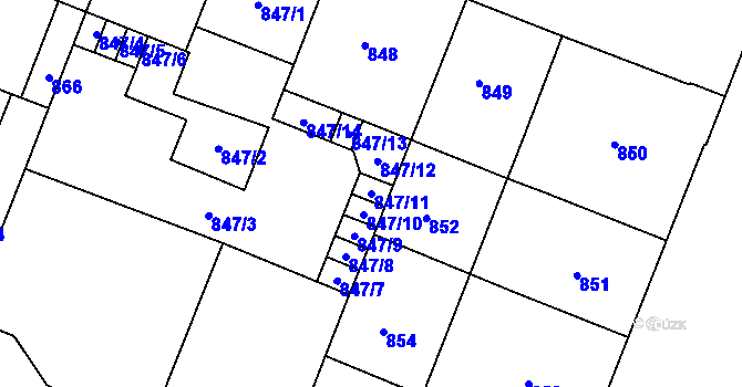 Parcela st. 847/11 v KÚ Bubeneč, Katastrální mapa