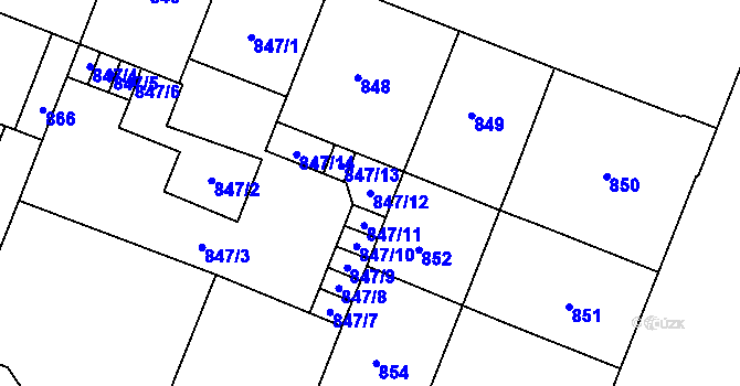 Parcela st. 847/12 v KÚ Bubeneč, Katastrální mapa
