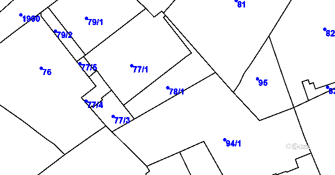Parcela st. 78/1 v KÚ Bubeneč, Katastrální mapa
