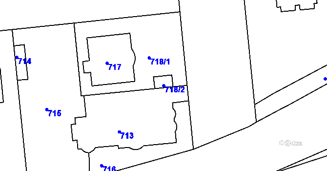 Parcela st. 718/2 v KÚ Bubeneč, Katastrální mapa