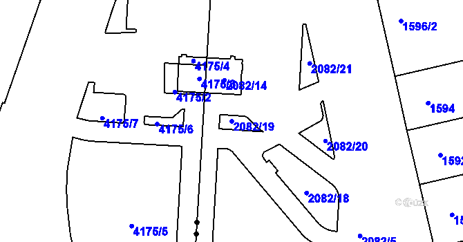 Parcela st. 2082/19 v KÚ Bubeneč, Katastrální mapa