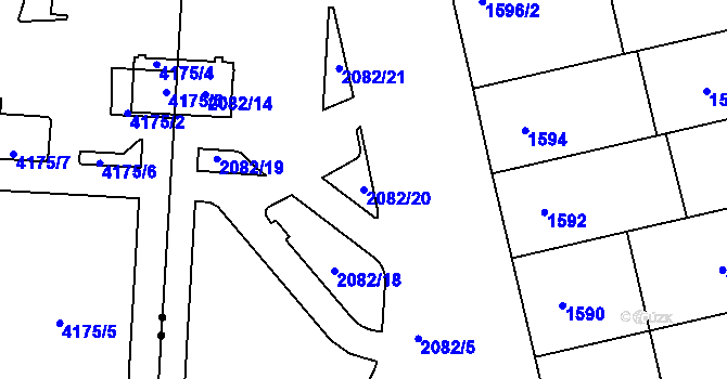 Parcela st. 2082/20 v KÚ Bubeneč, Katastrální mapa