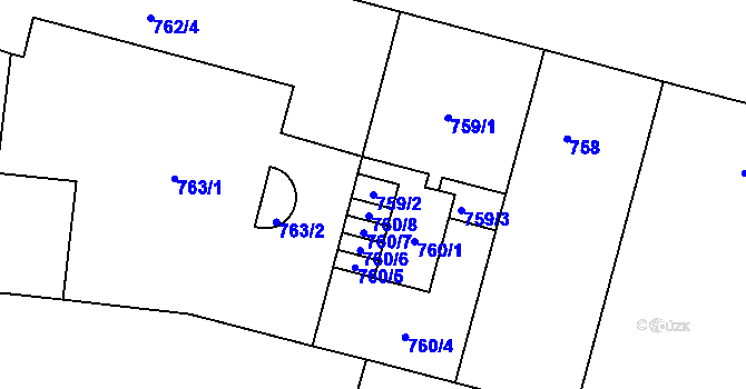Parcela st. 759/2 v KÚ Holešovice, Katastrální mapa