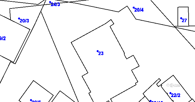 Parcela st. 23 v KÚ Holešovice, Katastrální mapa