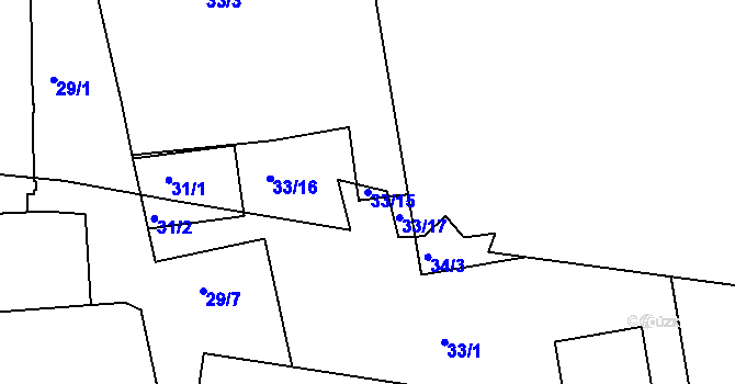 Parcela st. 33/15 v KÚ Holešovice, Katastrální mapa