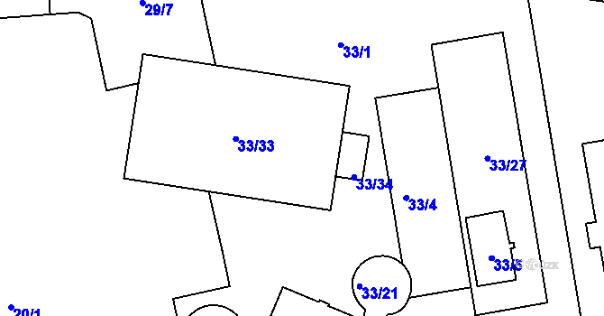 Parcela st. 33/18 v KÚ Holešovice, Katastrální mapa