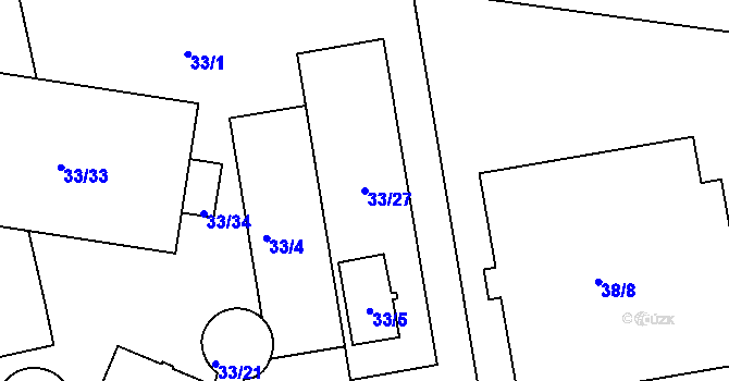 Parcela st. 33/27 v KÚ Holešovice, Katastrální mapa