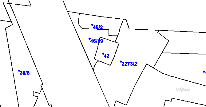 Parcela st. 42 v KÚ Holešovice, Katastrální mapa