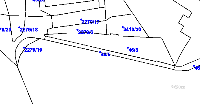 Parcela st. 46/5 v KÚ Holešovice, Katastrální mapa
