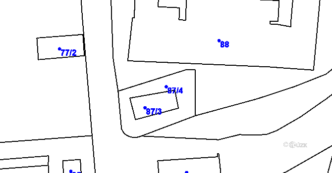 Parcela st. 87/4 v KÚ Holešovice, Katastrální mapa