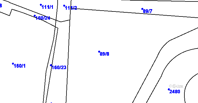 Parcela st. 89/8 v KÚ Holešovice, Katastrální mapa