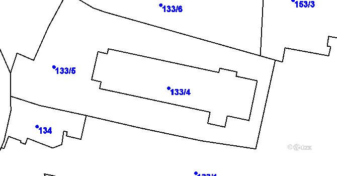 Parcela st. 133/4 v KÚ Holešovice, Katastrální mapa