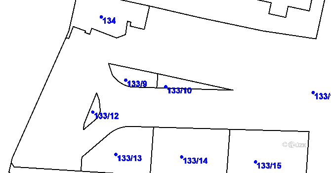 Parcela st. 133/10 v KÚ Holešovice, Katastrální mapa
