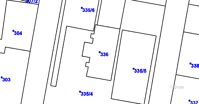 Parcela st. 336 v KÚ Holešovice, Katastrální mapa