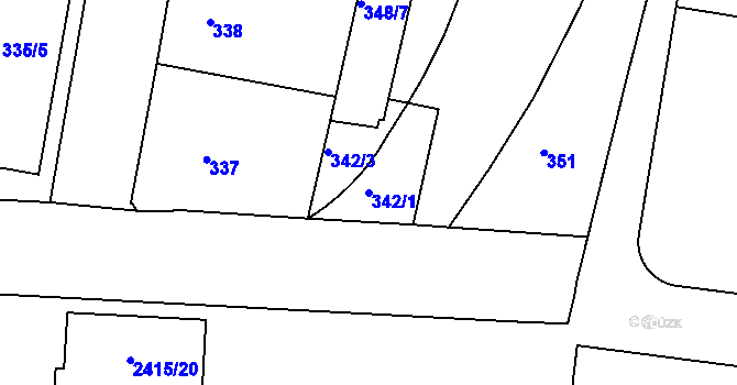 Parcela st. 342/1 v KÚ Holešovice, Katastrální mapa