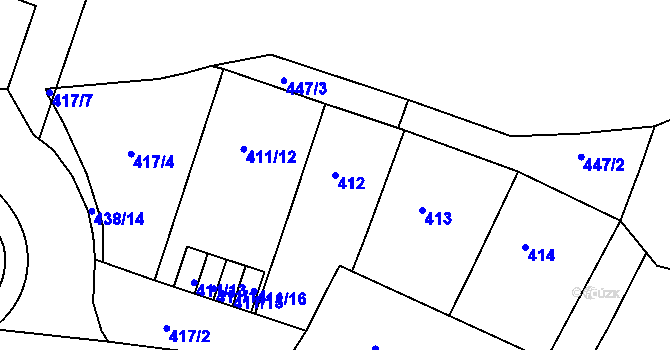 Parcela st. 412 v KÚ Holešovice, Katastrální mapa
