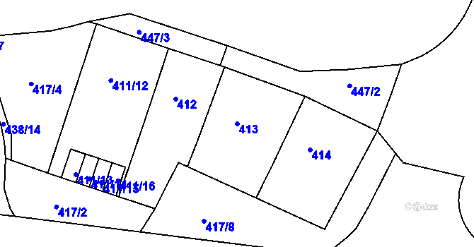 Parcela st. 413 v KÚ Holešovice, Katastrální mapa
