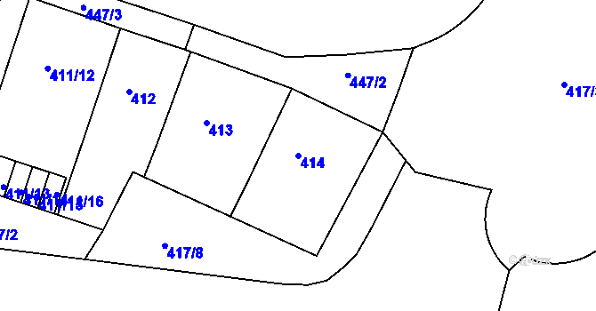 Parcela st. 414 v KÚ Holešovice, Katastrální mapa