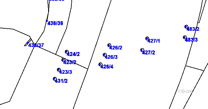Parcela st. 426/3 v KÚ Holešovice, Katastrální mapa