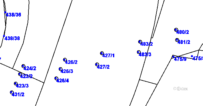 Parcela st. 427/1 v KÚ Holešovice, Katastrální mapa