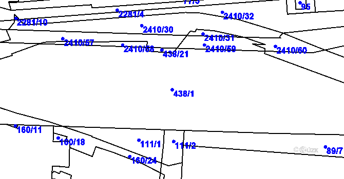 Parcela st. 438/1 v KÚ Holešovice, Katastrální mapa