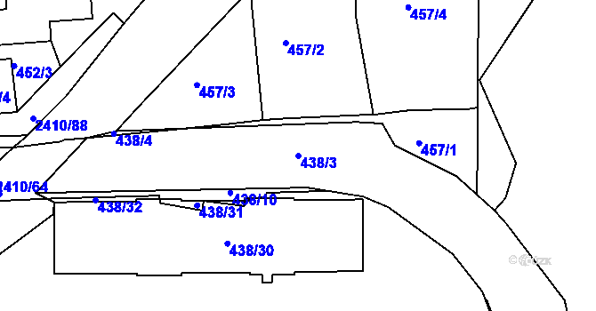 Parcela st. 438/3 v KÚ Holešovice, Katastrální mapa