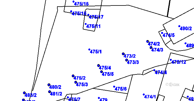 Parcela st. 475/1 v KÚ Holešovice, Katastrální mapa
