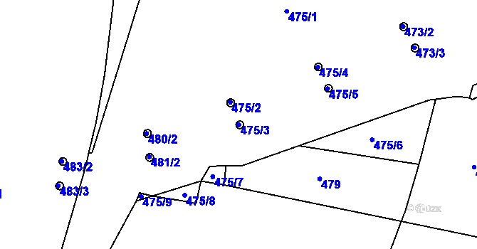 Parcela st. 475/3 v KÚ Holešovice, Katastrální mapa