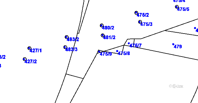 Parcela st. 475/9 v KÚ Holešovice, Katastrální mapa