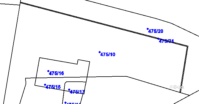 Parcela st. 475/10 v KÚ Holešovice, Katastrální mapa