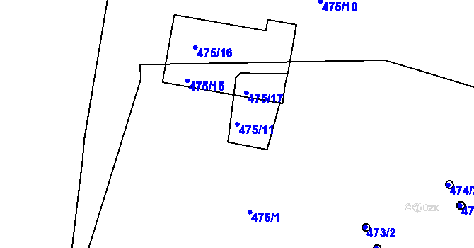 Parcela st. 475/11 v KÚ Holešovice, Katastrální mapa