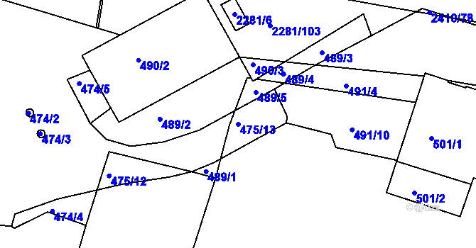 Parcela st. 475/13 v KÚ Holešovice, Katastrální mapa