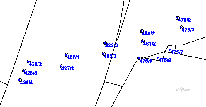 Parcela st. 483/3 v KÚ Holešovice, Katastrální mapa