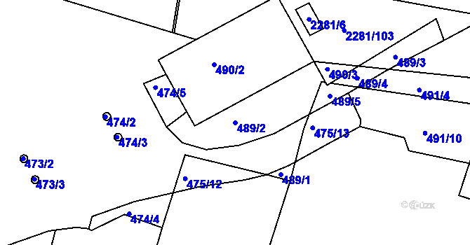 Parcela st. 489/2 v KÚ Holešovice, Katastrální mapa
