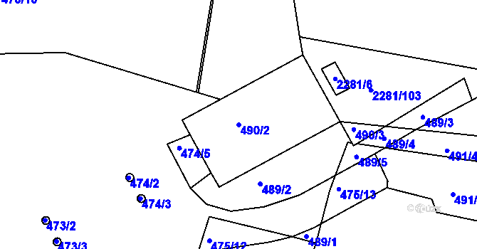 Parcela st. 490/2 v KÚ Holešovice, Katastrální mapa