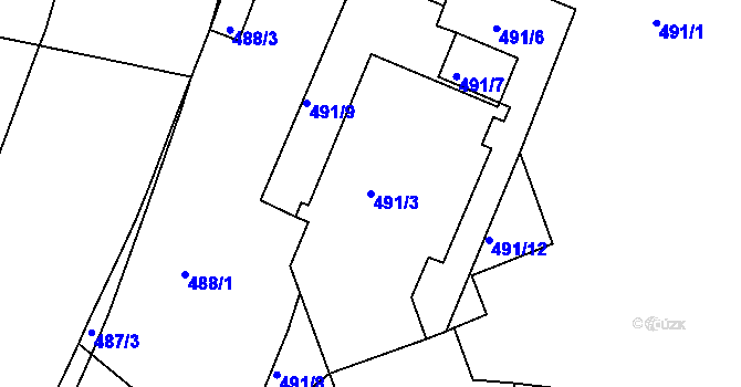 Parcela st. 491/3 v KÚ Holešovice, Katastrální mapa